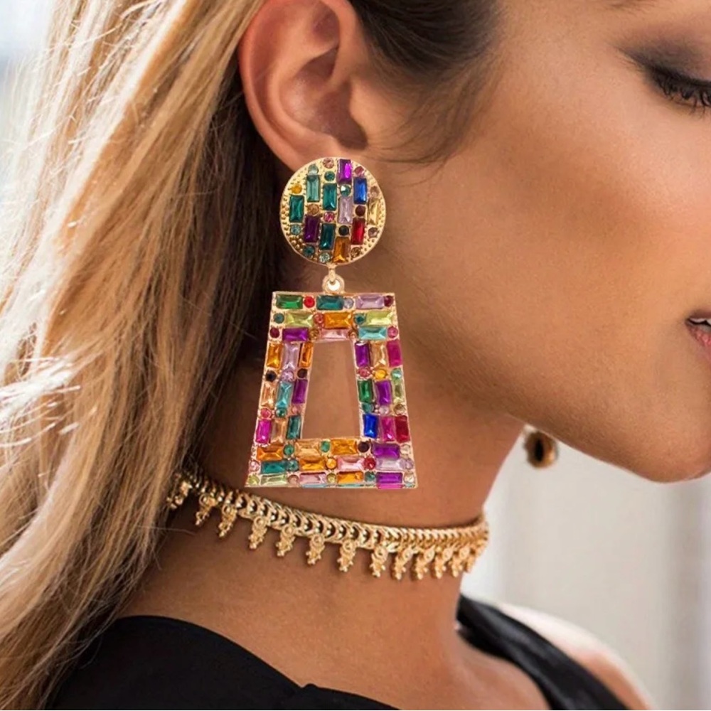 Colorful dangle stud earrings/ fashion jewelry